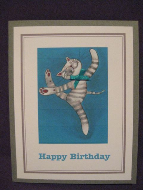 Gray striped cat/dancing/b'day
