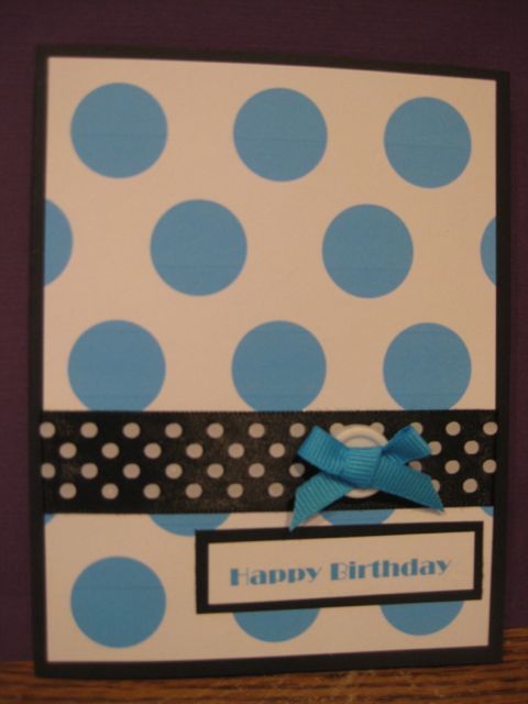 blue polka-dotted b'day card