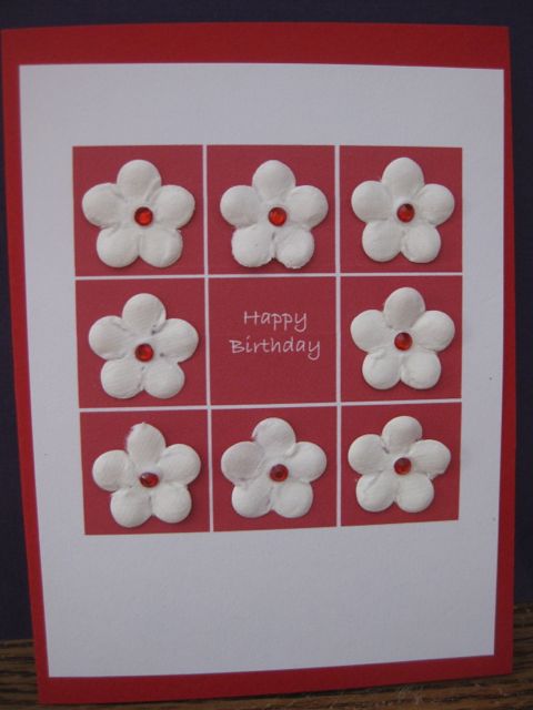 Red squares/white flowers