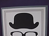 hat, mustache, glasses