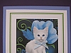 White cat w/blue